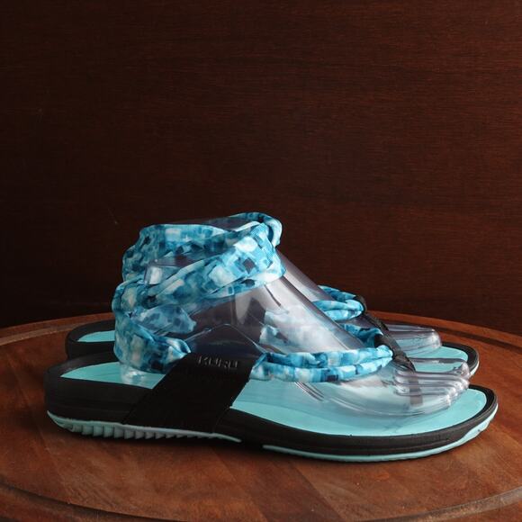 Kuru Sandals Womens SZ 11 Blue BLK Slingback Thong Orthopedic Comfort Flat Shoes - Picture 1 of 15